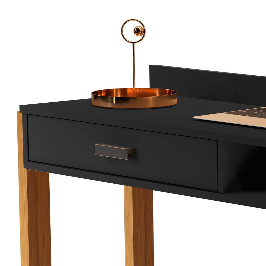 Boahaus Kettlewell Modern Computer Desk | Space-Saving Design with USB Ports