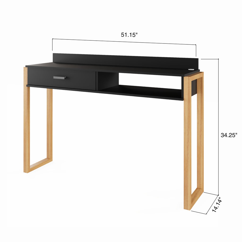 Boahaus Kettlewell Modern Computer Desk | Space-Saving Design with USB Ports