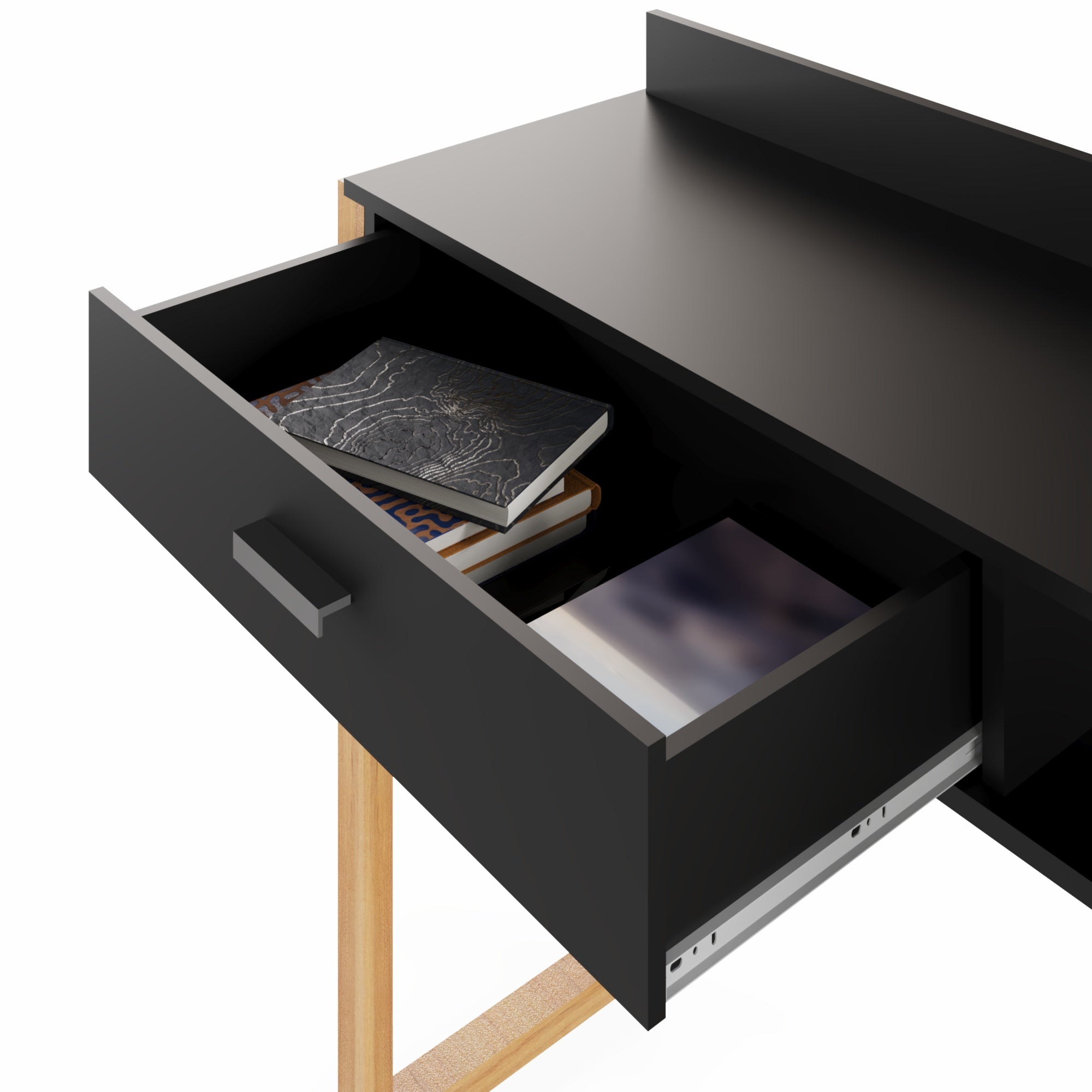 Boahaus Kettlewell Modern Computer Desk | Space-Saving Design with USB Ports