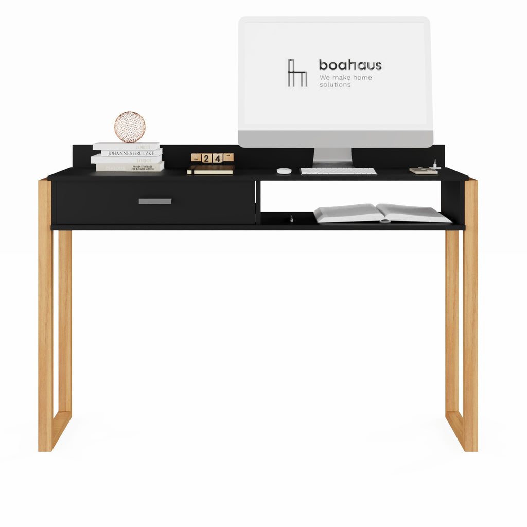Boahaus Kettlewell Modern Computer Desk | Space-Saving Design with USB Ports