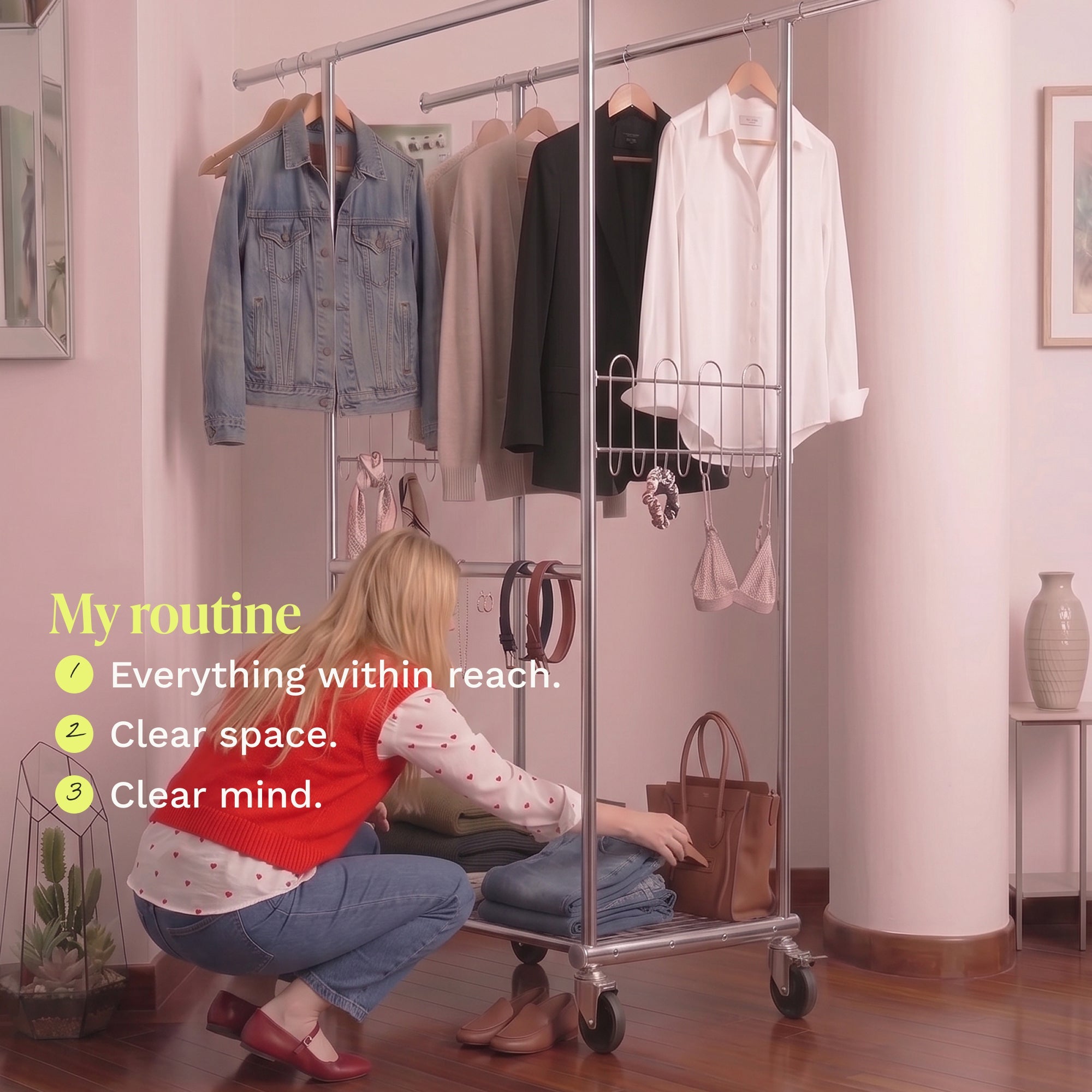 Drew Clothes Rack with Locking Wheels
