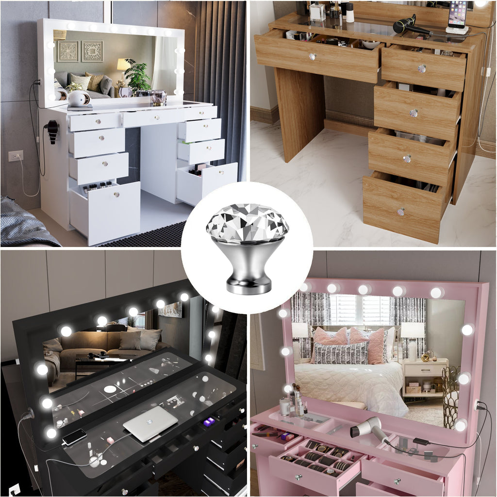 Boahaus Set of 10 Modern Cabinet Knobs – Gold, Crystal, Rose Gold | Premium Design