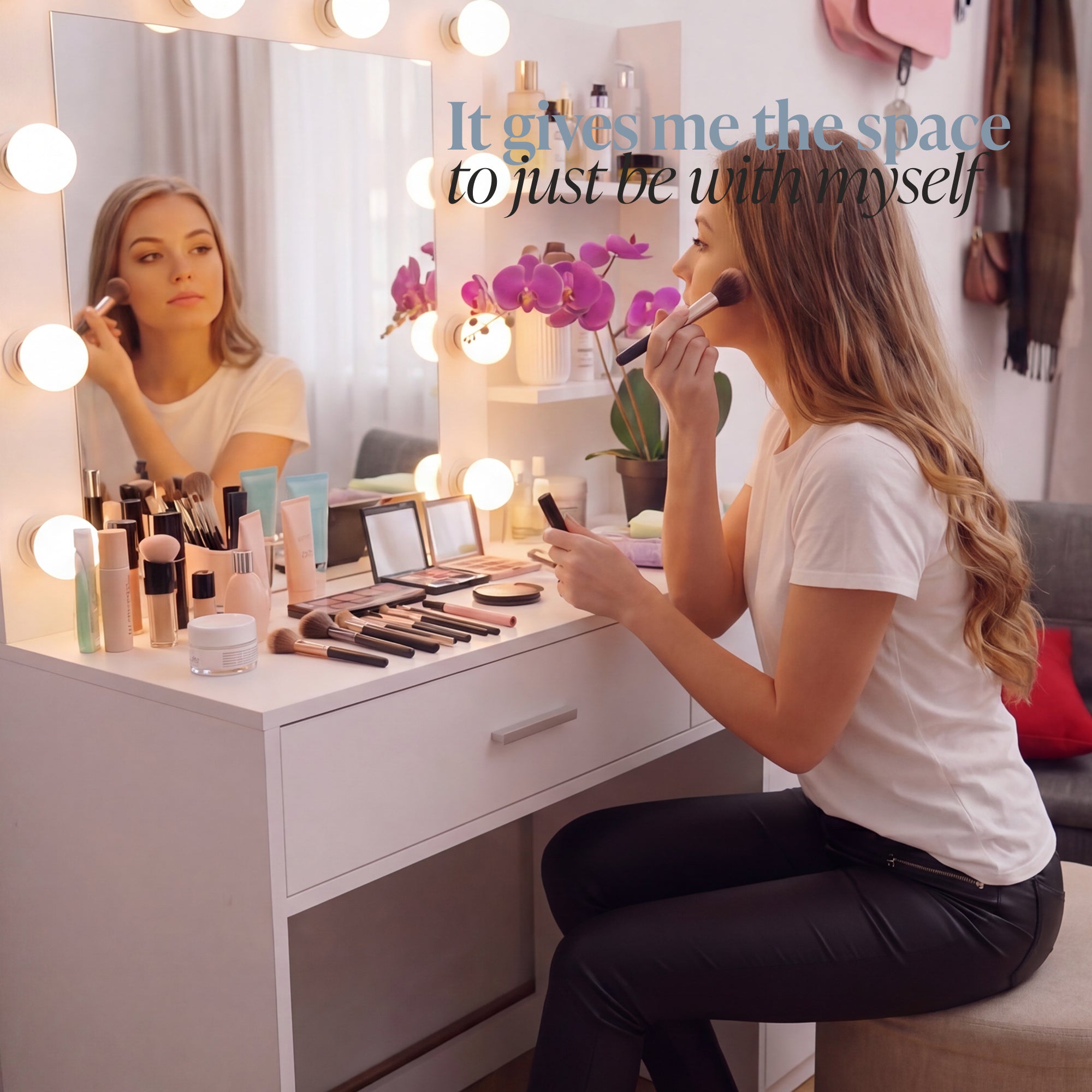 Eli Vanity Desk with Hollywood LED Lights