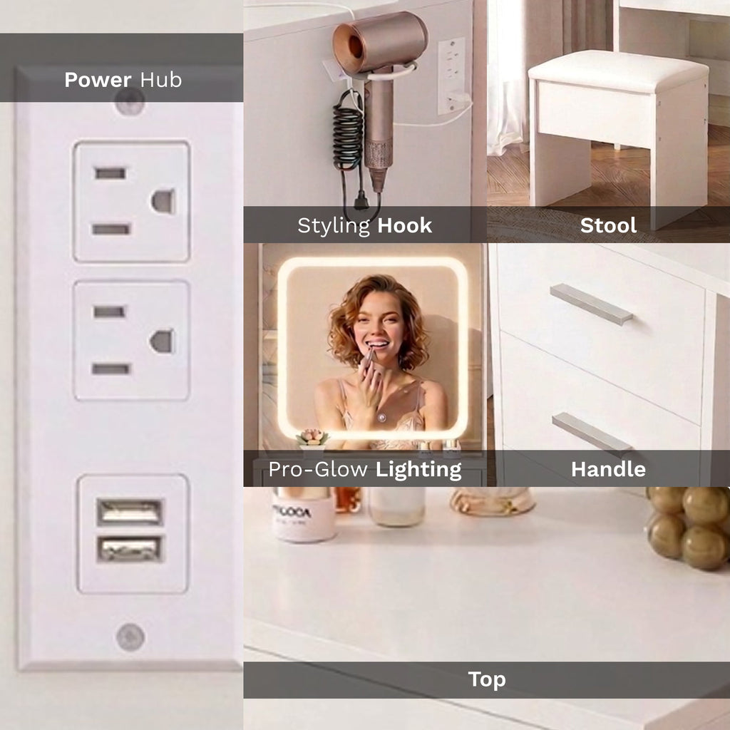 Nina Vanity Desk with LED Mirror