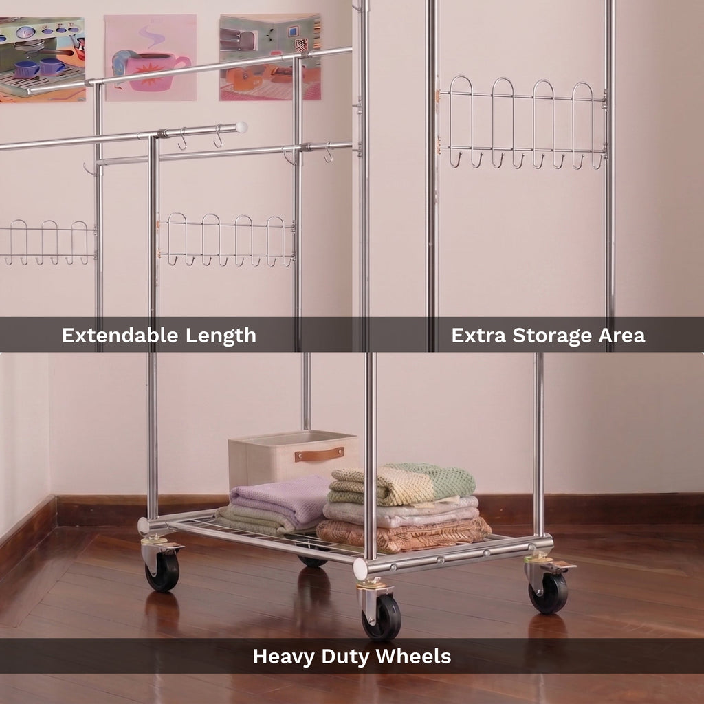 Drew Clothes Rack with Locking Wheels