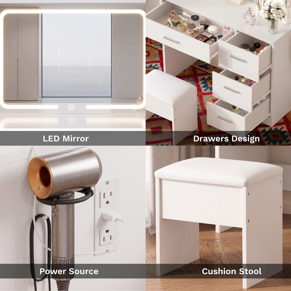 Boahaus Mila Vanity Desk with LED Mirror
