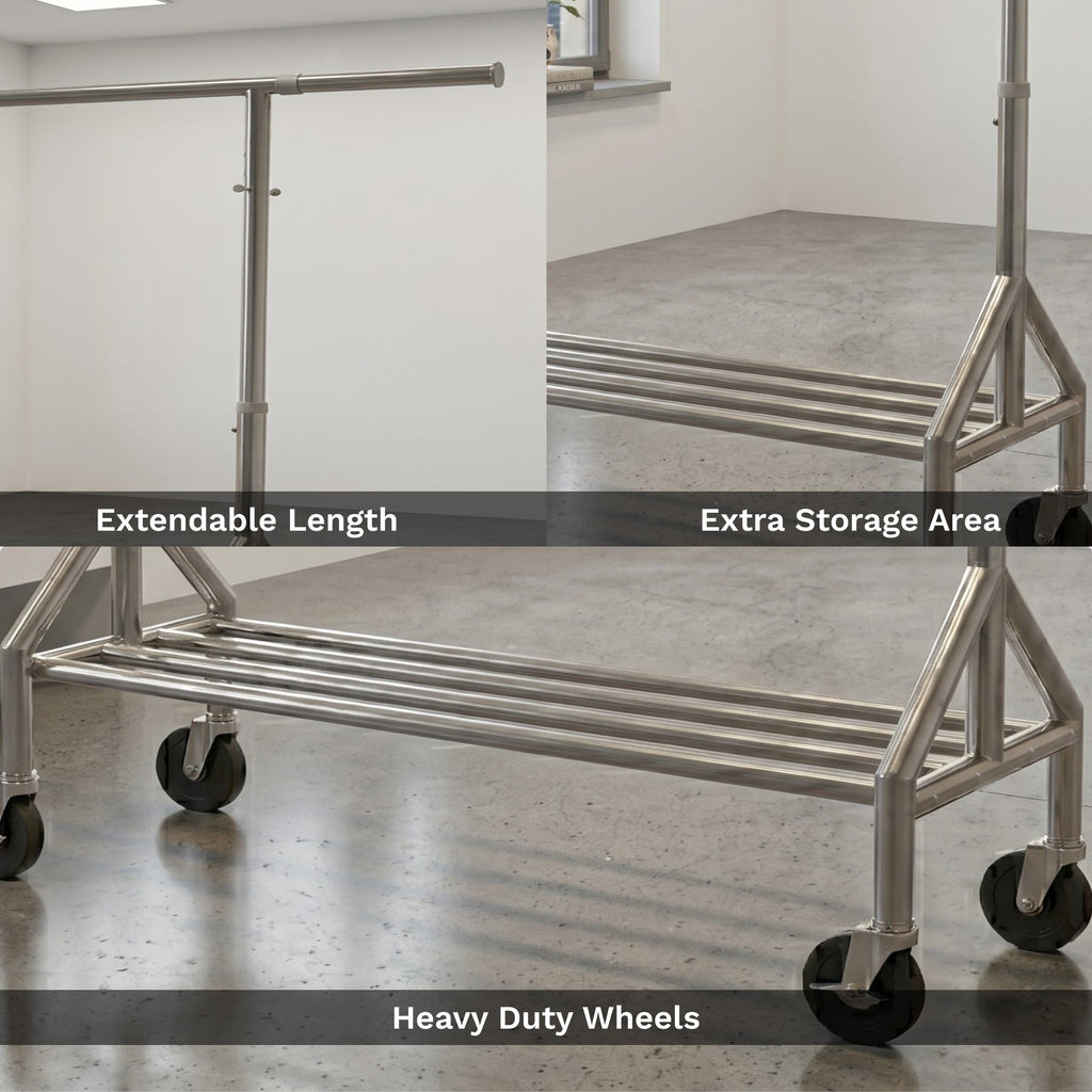 Troy Garment Rack with Double Tier Shelves