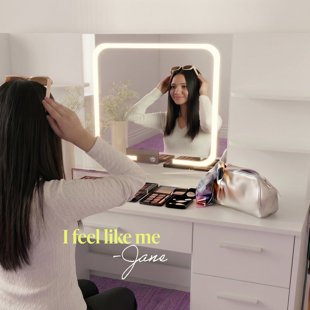 Lena Vanity Desk with LED Mirror