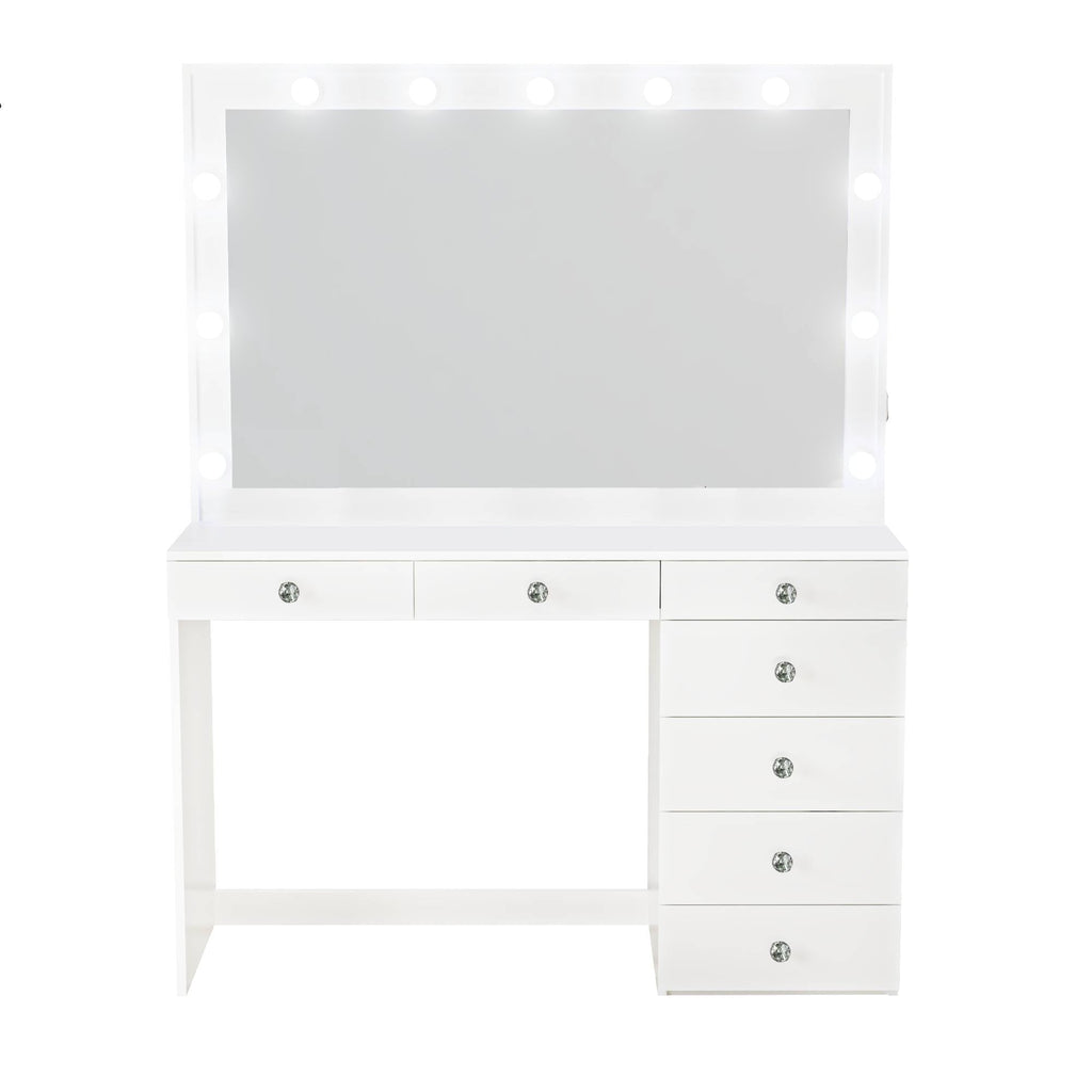Boahaus Diana Makeup Vanity Desk with Built-in Lights, Storage & USB Ports | Premium Design