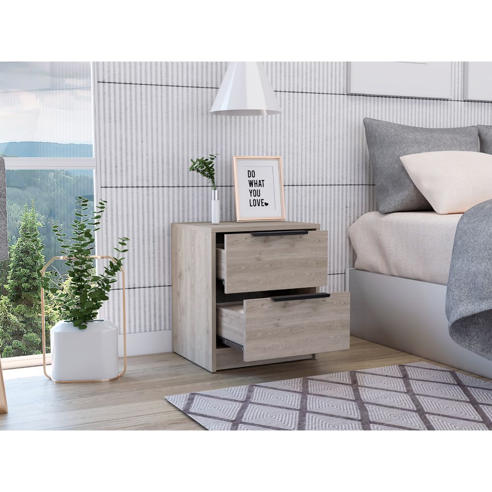 Boahaus Toledo Nightstand with Two Drawers | White Premium Design