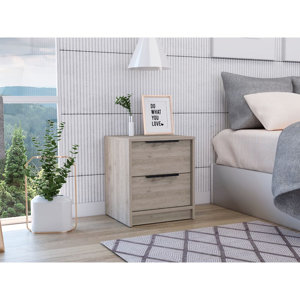 Boahaus Toledo Nightstand with Two Drawers | White Premium Design