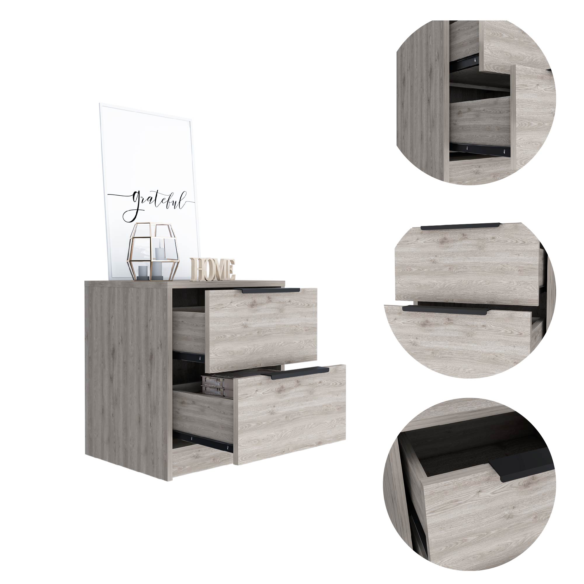 Boahaus Toledo Nightstand with Two Drawers | White Premium Design