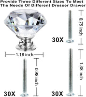 Vanity 30mm Diamond Shaped Crystal Glass Knobs
